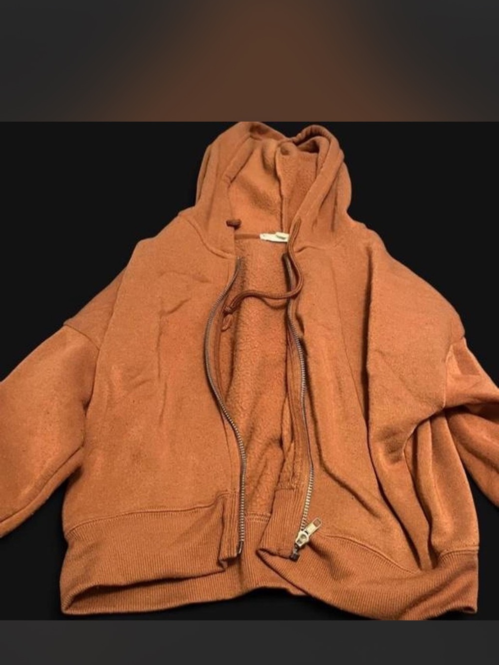 Hippie Rose Women's Zip-Up Hoodie, Burnt Orange, Size S